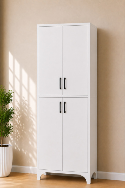 Çok Amaçlı Banyo Mutfak Kiler Dolabı 4 Kapaklı 6 Raflı