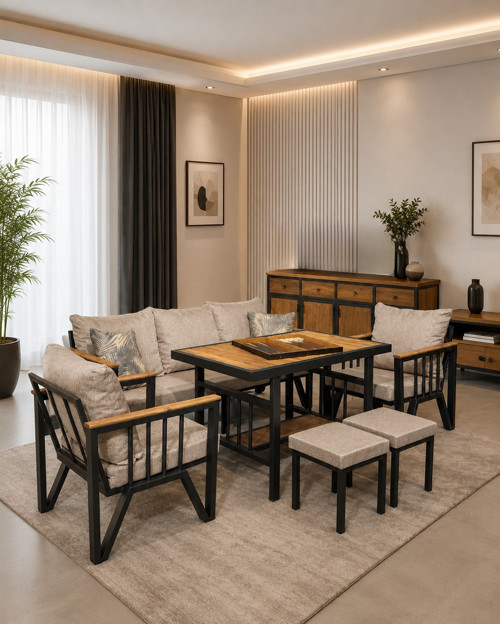 Lexus Metal Bahçe Balkon Teras Koltuk Takımı 3+1+1+Masa+2 adet Puf