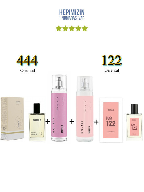 444 + 122 Kadın Parfüm Edp 50 ml Oriental + No: 444 + No: 122 Kadın Body Mist Edt 210 ml Oriental -Mnms444122bmset