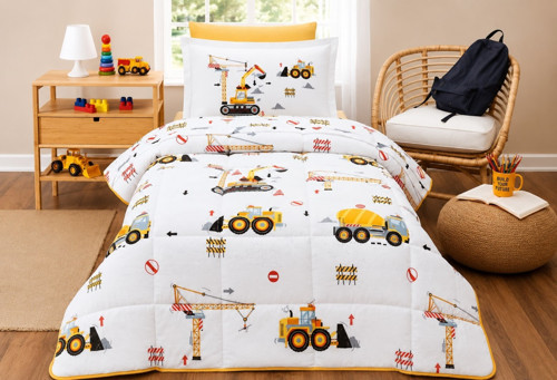 Ranforce -Builder Sarı- Tek Kişilik Çocuk Uyku Seti