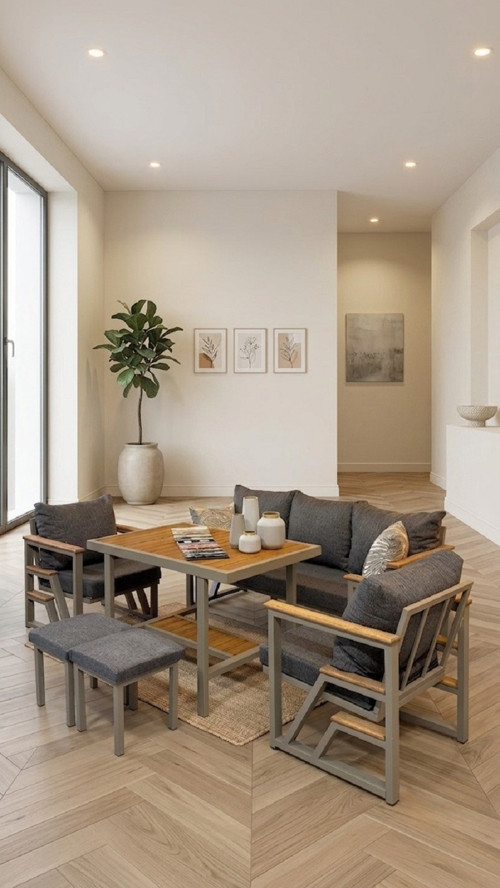 Aven Metal Bahçe Balkon Teras Koltuk Takımı 3+1+1+Masa+2 adet Puf