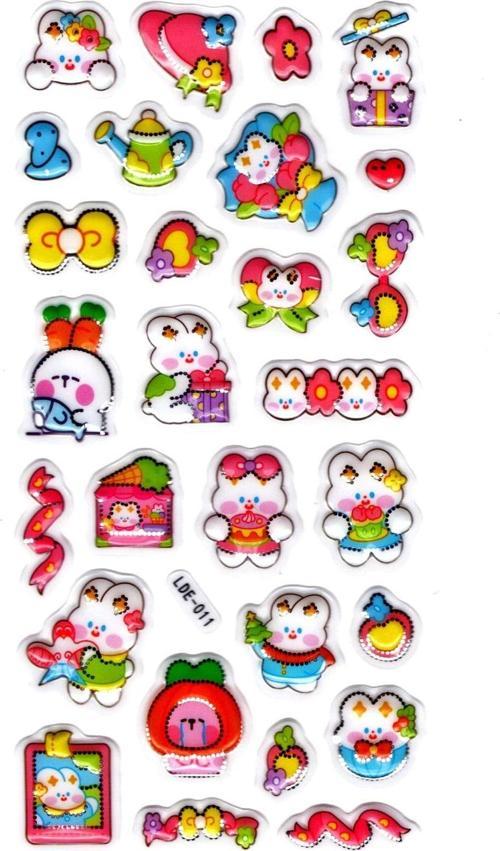 Sticker Kabartmalı Stiker Defter Planlayıcı Etiket (Lde011)-19x9cm - Tavşan Parti Kawaii