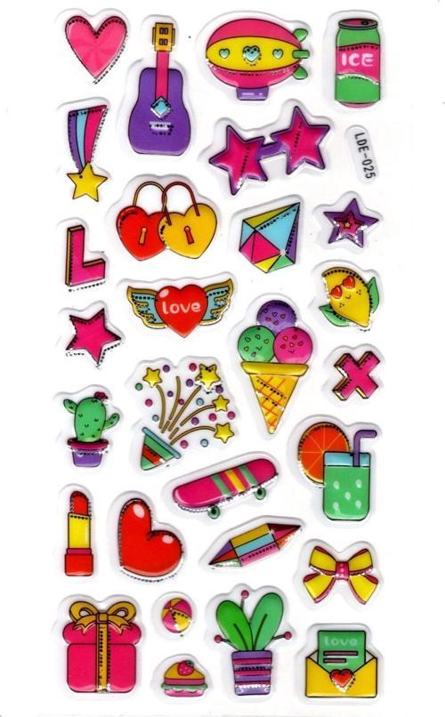 Sticker Kabartmalı Stiker Defter Planlayıcı Etiket (Lde025)-19x9cm - Gitar Zeplin