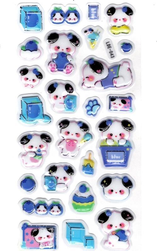 Sticker Kabartmalı Stiker Defter Planlayıcı Etiket (Lde043)-19x9cm - Tatlı Köpek Mavi