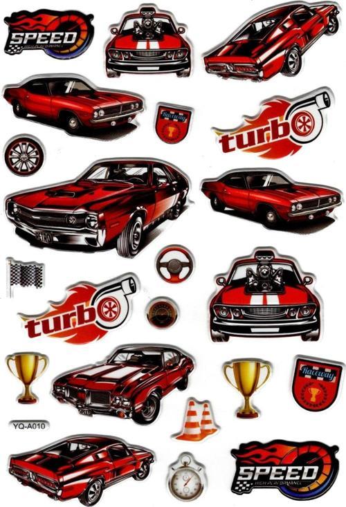 Sticker Kabartmalı Stiker Defter Planlayıcı Etiket (YQA010)-20x14cm - Klasik Araba Turbo