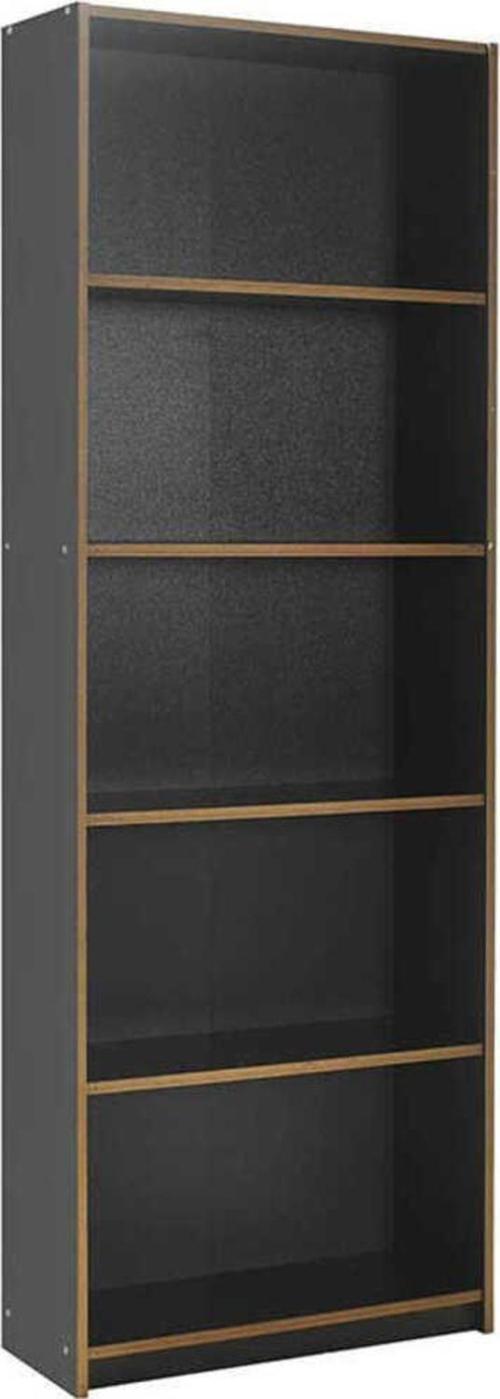 Modern 5 Raflı Kitaplık-Antrasit-Kontra 64x182x26 cm (GxYxD)