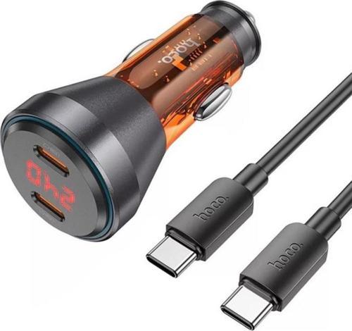 Super Şarj  Dijital Göstergeli Çift Type-C Girişli PD60W Araç Şarjı Ve Type-C Şarj Kablosu