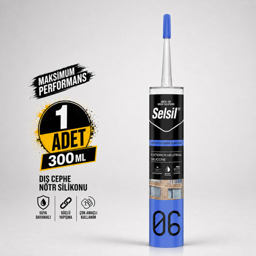 Şeffaf Nötr Dış Cephe Silikonu 300 ml UV Dayanımlı Cam Pvc Beton Derz Dolgu Mastiği