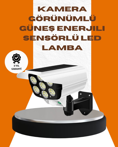 Solar Şarjlı Kamera Tasarımlı LED Duvar Lambası Hareket Sensörlü Dış Mekan - TEOLSA1351-8