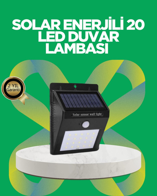 Solar Enerjili 20 LED Hareket Sensörlü Duvar Lambası - TEOLSA7732-4183