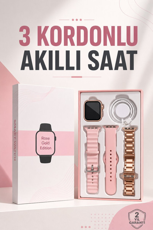 Akıllı Saat Amoled Ekran 3 Kordonlu Aksesuar Hediyeli Sesli Görüşme - TEOLSA1280-6040
