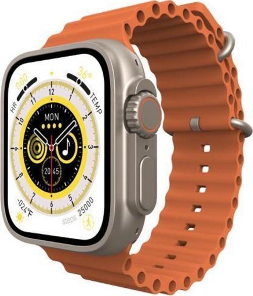 Amoled Ekran Turuncu Ve Beyaz Çift Kordonlu Akıllı Saat Watch Ultra