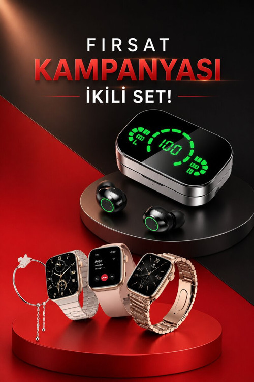 Yeni Nesil Kaliteli Akıllı Saat ve Kablosuz Bluetooth Kulaklık Yüksek Ses Kalite - TEOLSA3018-6