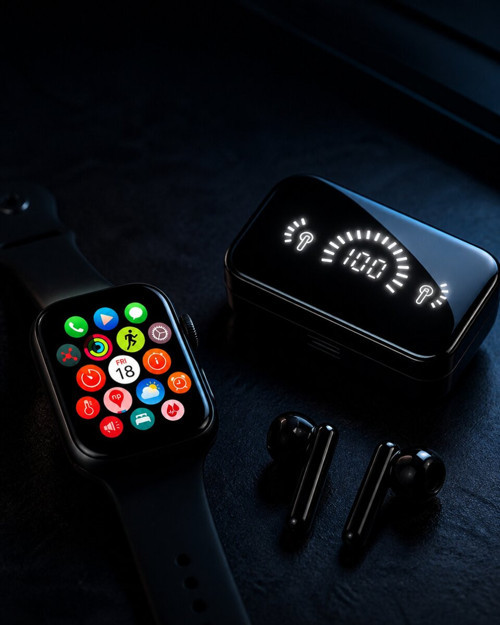 Şık Tasarımlı Akıllı Saat ve Bluetooth Kulaklık Seti Suya Dayanıklı ve Çok - TEOLSA9930-8