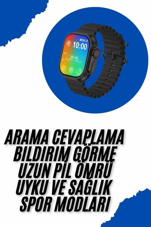 Akıllı Saat Sağlık Takibi Kalp Atışı Adımsayar Ultra Yeni Nesil nefes Egzers - TEOLSA8446-1