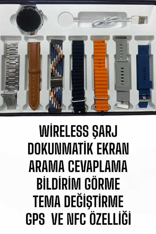 Akıllı Saat 7 Kordonlu Yeni Nesil Arama Cevaplayan Çok Fonksiyonlu - TEOLSA5049-5236
