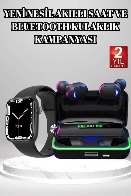 Ucuz ve Kaliteli Kulaklıklı Saat Seti Bluetooth Bağlantılı Akıllı Saat ve Kul - TEOLSA9683-5