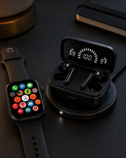 Spor ve Günlük Kullanıma Uygun Akıllı Saat ve Bluetooth Kulaklık Seti Yüksek - TEOLSA6480-1