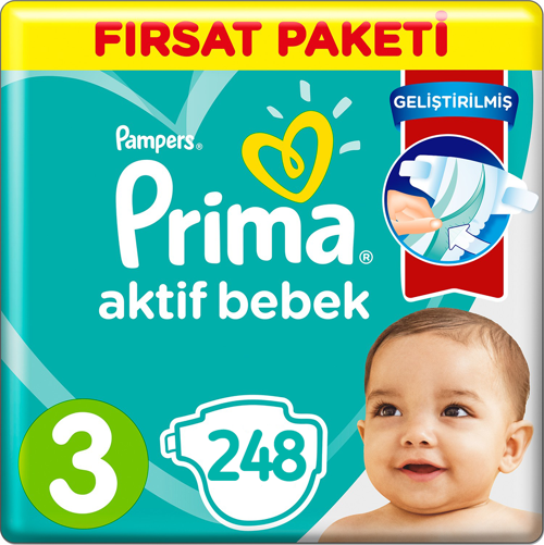 Bebek Bezi Aktif Bebek 3 Beden 6-10 Kg 4*62 248 Adet