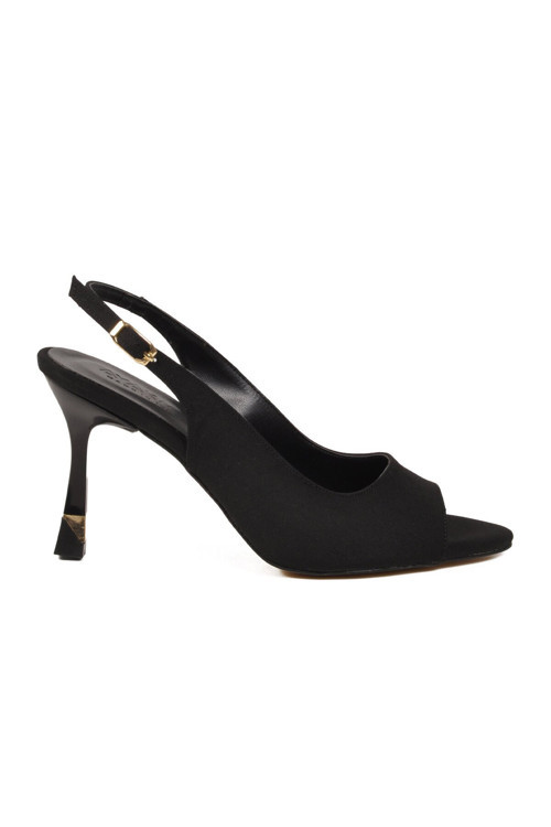 Kadın Siyah İnce Uzun Topuklu Slingback Abiye Ayakkabı 655589 Z