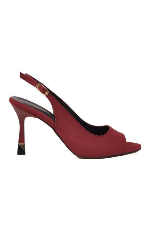 Kadın Bordo İnce Uzun Topuklu Slingback Abiye Ayakkabı 655589 Z