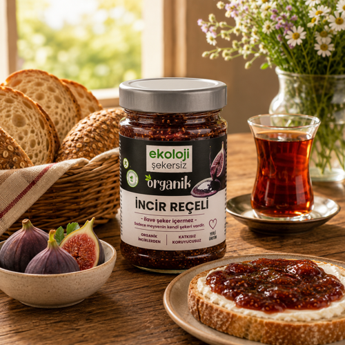 Organik Glutensiz Şekersiz İncir Reçeli 380 Gr.