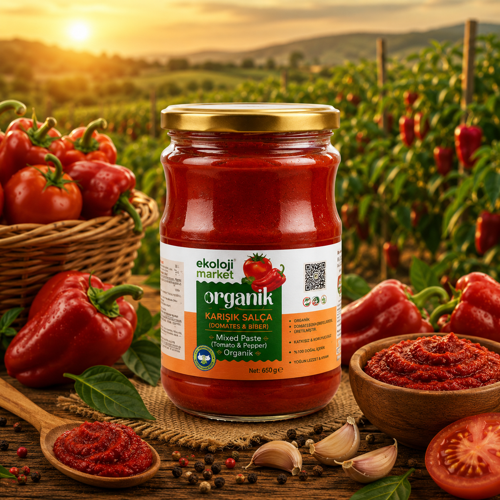 Organik Glutensiz Domates-Biber Salçası Karışık 650 Gr.