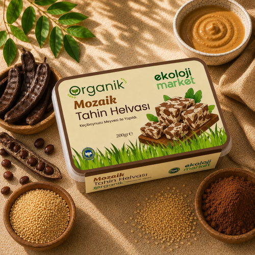 Organik Glutensiz Şekersiz Tahin Helvası Mozaik 200 gr