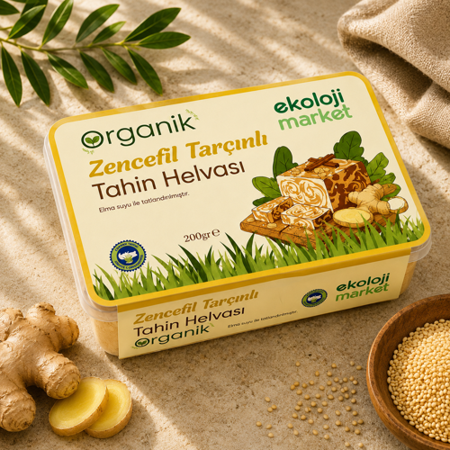 Organik Glutensiz Şekersiz Tahin Helvası Zencefil Tarçınlı 200 Gr.