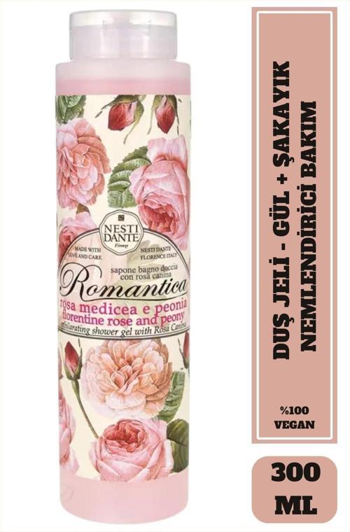 Banyo ve Duş Jeli Romantica Floransa Gülü ve Şakayık Kokulu Arındırıcı Vegan Bakım 300 ml
