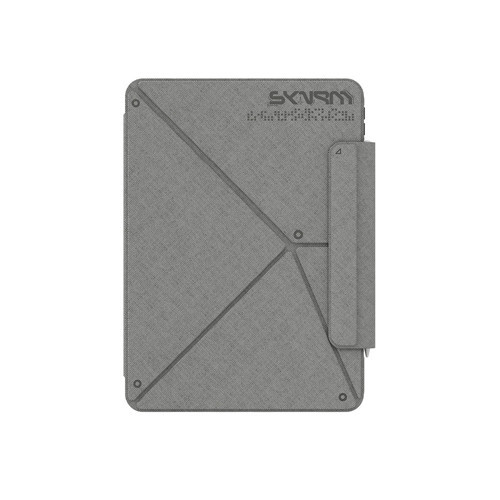 iPad Air 11 2024 Uyumlu Kılıf Kalemlikli Dokulu Standlı Magnetik Trilon Kılıf Gri