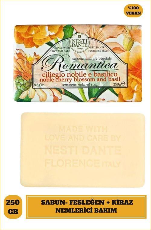 Sabun Romantica Kiraz Çiçeği ve Reyhan kokusu Vegan Bakım 250 g