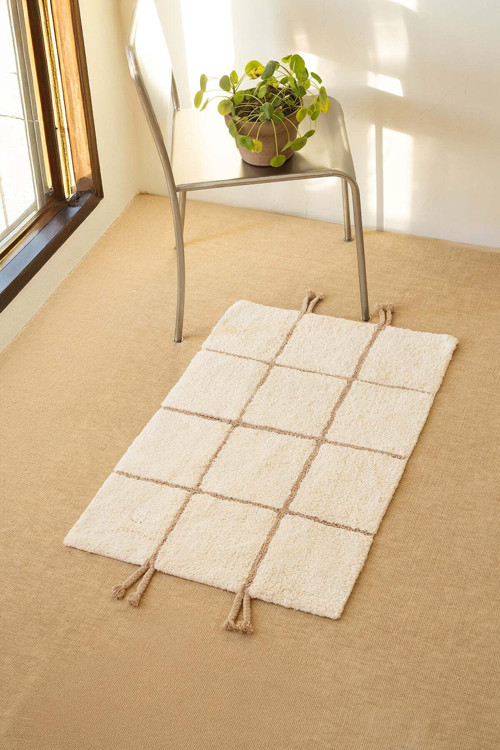 Elani Tekli Banyo Paspası %100 Pamuk 50x80 cm Bej