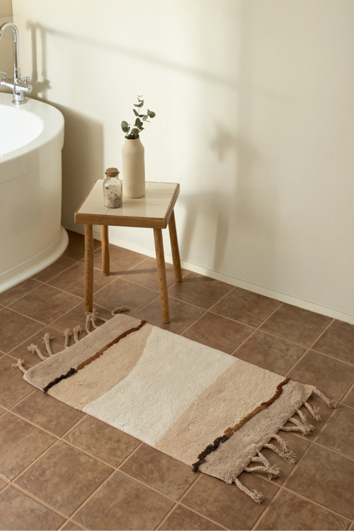 Marble Tekli Banyo Paspası %100 Pamuk 50x80 Kahverengi