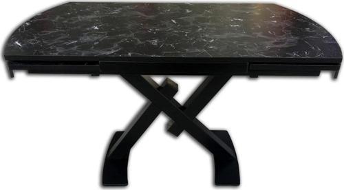 Masa 13662 V Ayak Model Metal Siyah Yan açıl MDF Tabla Siyah mermer desen El Yapı