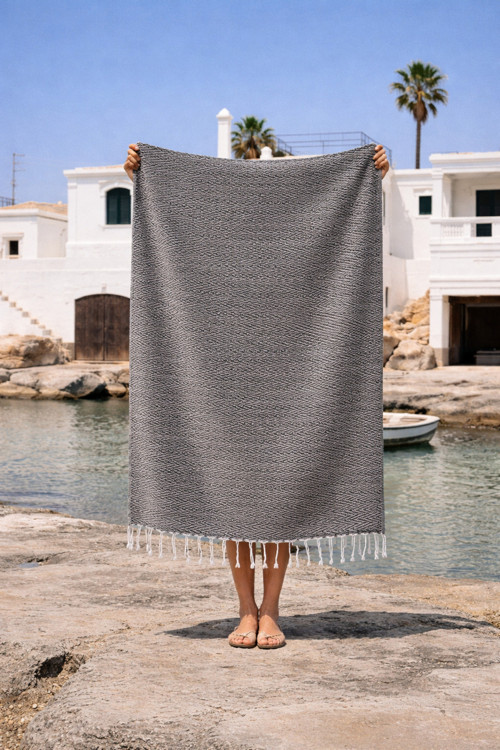 Ilgın %100 Pamuk Peştemal Siyah 90x170