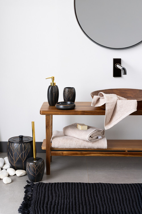 Lioni 5 Parça Banyo Seti Koyu Kahverengi