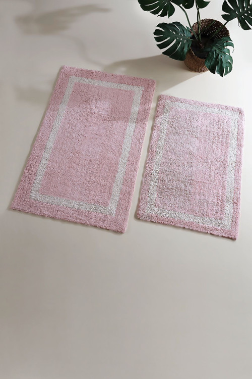 Liberte %100 Pamuk Banyo Paspası 2'li Pembe 40x60 60x90