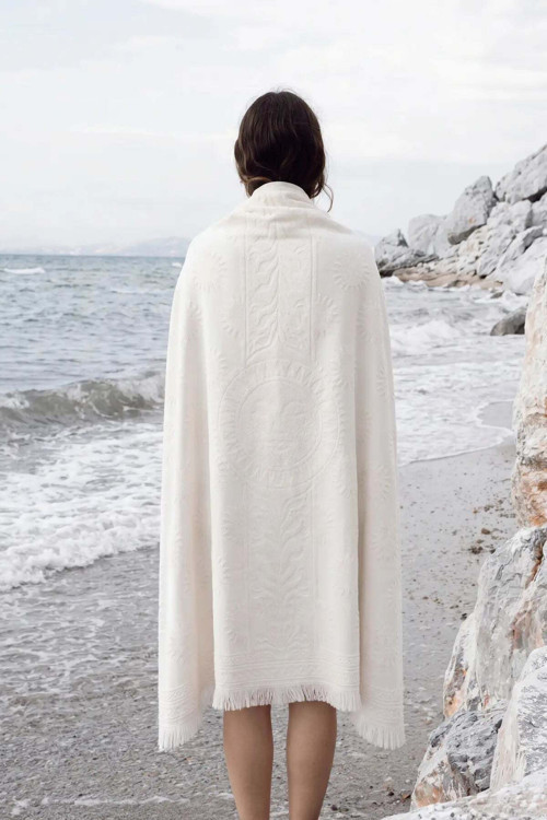Solara %100 Pamuk Plaj Havlusu 80x170 cm Coconut Cream