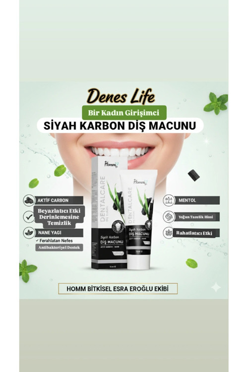 DenEs Life Homm Bitkisel Aktif Karbon Diş Macunu, 75 ml (Nane Ilaveli)