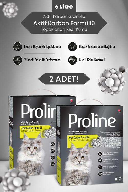 Aktif Karbon Tanecikli Kedi Kumu 2X6lt.