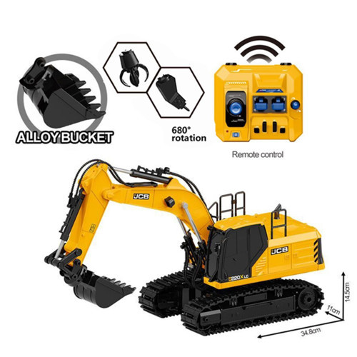 JCB Lisanslı 3'ü 1 Arada Uzaktan Kumandalı Ekskavatör Oyuncak Metal Kepçeli RC Ekskavatör Oyuncaklar