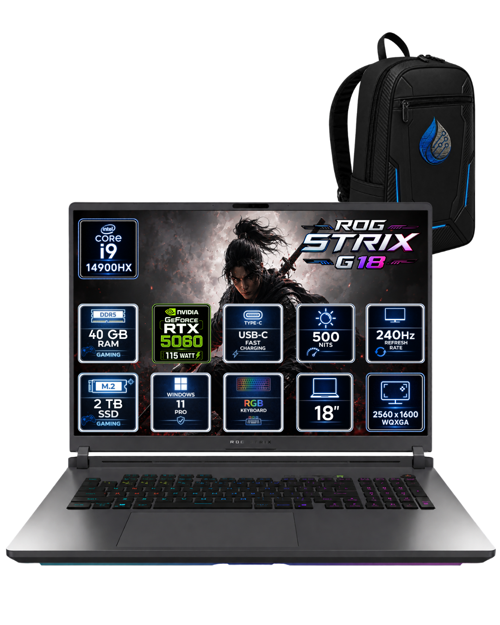 ROG Strix G18 Intel Core i9-14900HX 40 GB DDR5 2 TB SSD RTX 5060 8 GB 18'' WQXGA ROG Nebula IPS 240Hz Windows 11 Pr