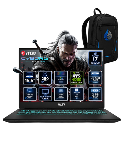 Cyborg 15 Intel Core i7-13620H 24 GB DDR5 2 TB SSD RTX 4050 6 GB 15.6'' FHD IPS 144Hz Windows 11 Pro Oyuncu Dizüstü