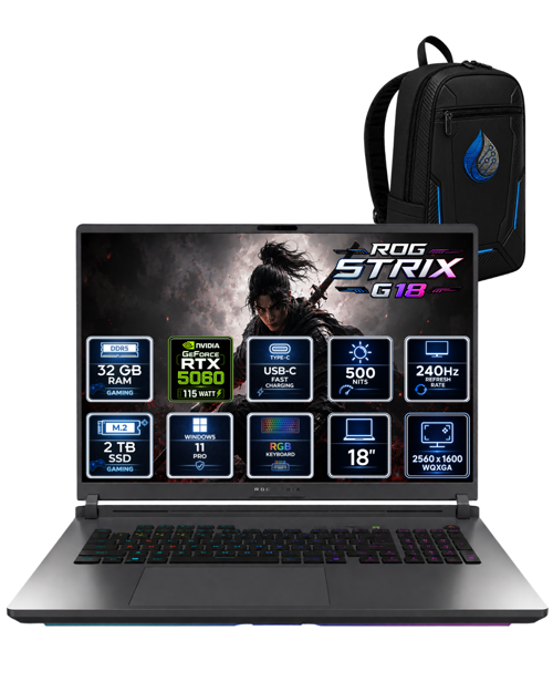 ROG Strix G18 Intel Core i9-14900HX 32 GB DDR5 2 TB SSD RTX 5060 8 GB 18'' WQXGA ROG Nebula IPS 240Hz Windows 11 Pr