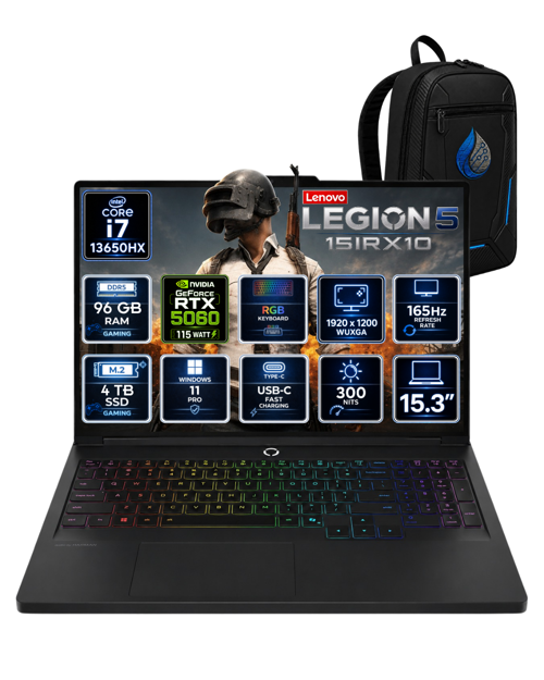 Legion 5 Intel Core i7-13650HX 96 GB DDR5 4 TB SSD RTX 5060 8 GB 15.3'' WUXGA IPS 165Hz Windows 11 Pro Oyuncu Diz