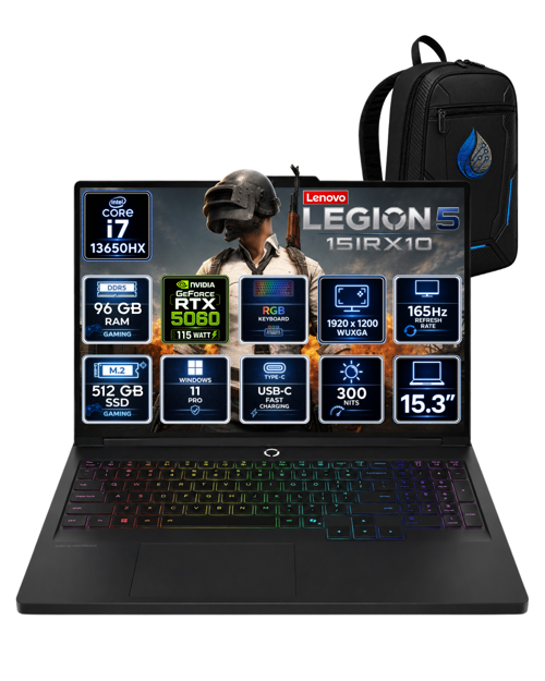 Legion 5 Intel Core i7-13650HX 96 GB DDR5 512 GB SSD RTX 5060 8 GB 15.3'' WUXGA IPS 165Hz Windows 11 Pro Oyuncu D
