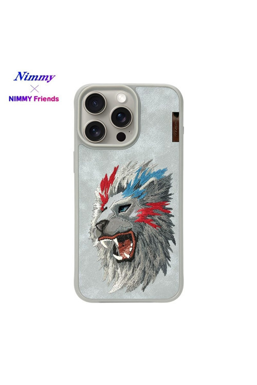 iPhone 15 Pro Max Uyumlu | 3D Süet Gerçek Nakış İşlemeli Aslan Desenli Raptor Series Kılıf