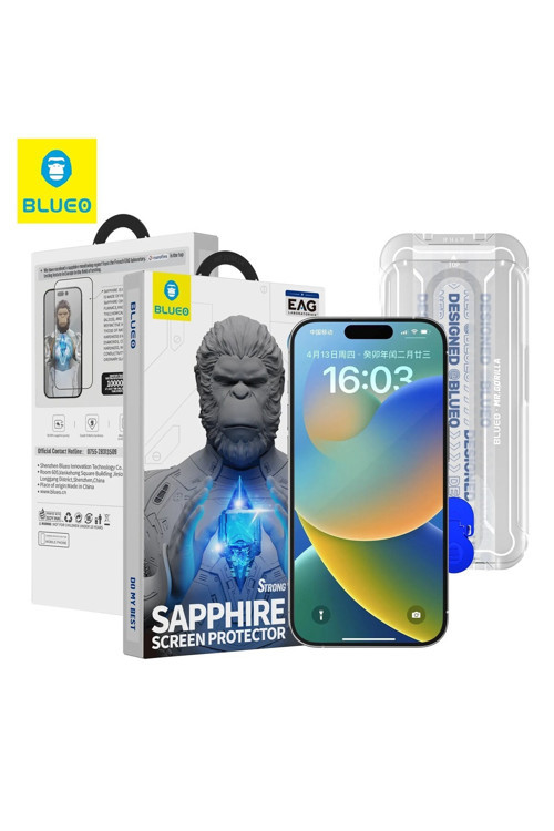 iPhone 14 Pro Uyumlu Uygulama Aparatlı 9 Mohs %99.99 Orijinal Safir Ekran Koruyucu