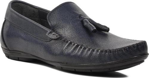 D7218 Lacivert Hakiki Deri Erkek Loafer Ayakkabı